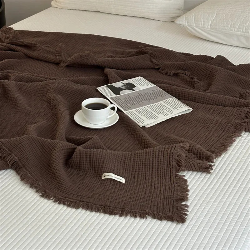 Norvo | Ensfarget bomull sofa teppe