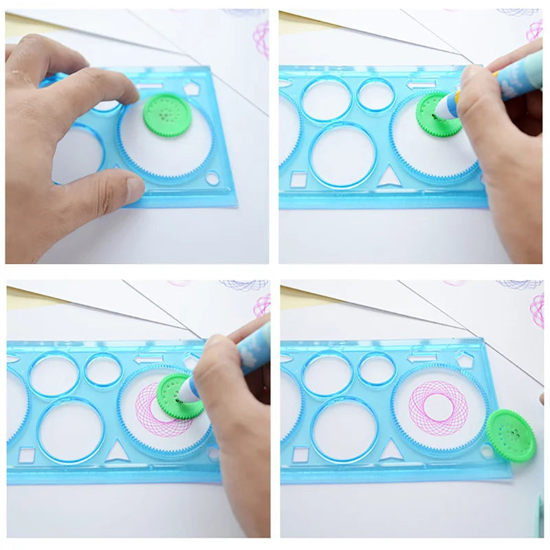 Creative Kids Geometri Spirograph Maler Sett - 4 Blomst Tegne Maler, Utdannings Kunstverktøy for Skoleartikler i Livlige Farger