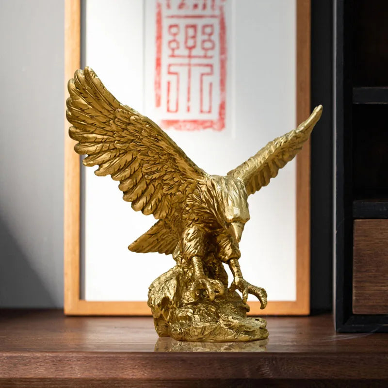 Norvo | Harpiks Gullørn Statue Kunst Dyremodell Samling Ornament Hjem Kontor Skrivebord Feng Shui Dekor Figurer enkel