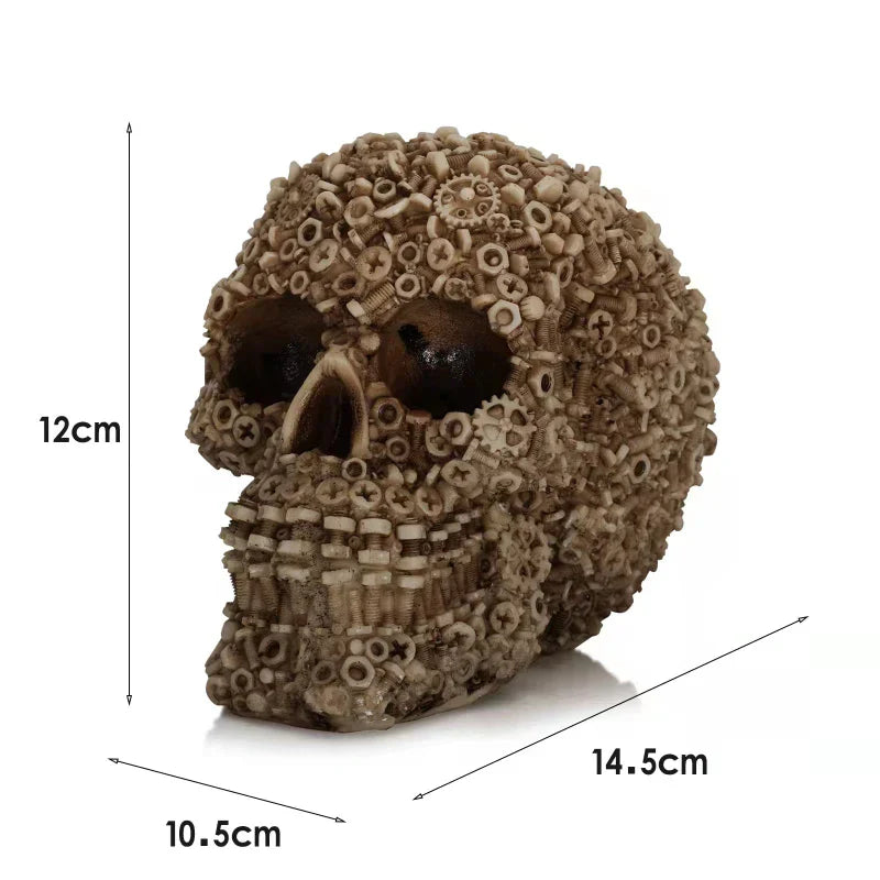 Norvo Harpiks Skrue Gir Mekanisk Stil Hodeskalle Dekorative Håndverk Ornament Hjem Dekor Statue Halloween Dekorasjon Skulptur