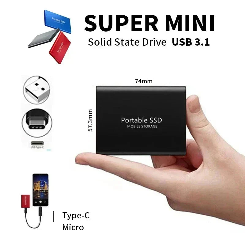 Norvo | TEKNOLOGI | Superrask ekstern SSD 2TB | Mini SSD | Høghastighetslagring for bærbar og PC