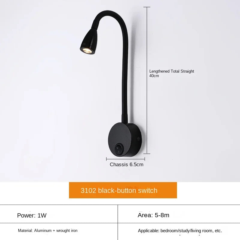 Norvo | Allsidig LED Vegglampe: Moderne, Fleksibel, Perfekt for å Lese i Sengen