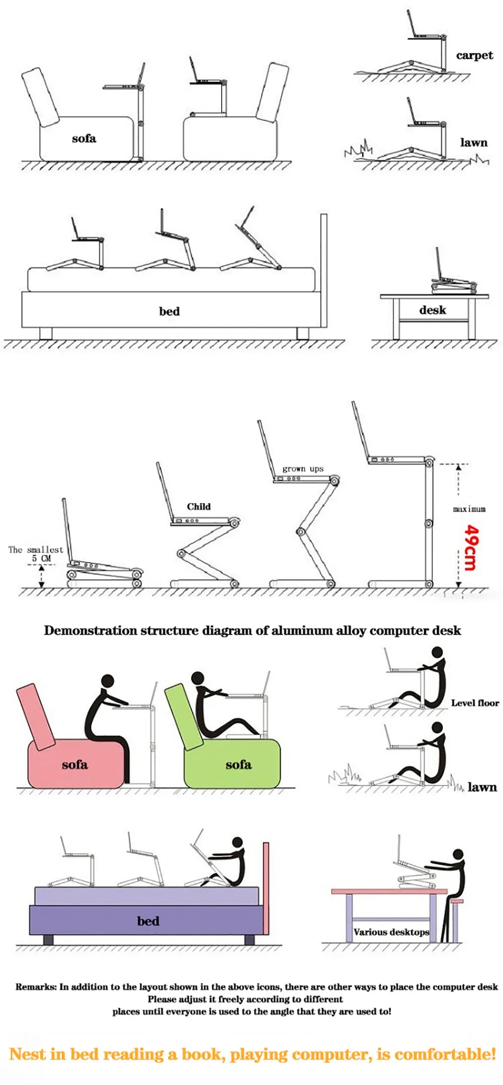 Norvo | Justerbar laptopstativ med musmatte