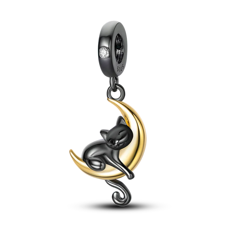 Norvo | 925 Sølv Gylden Leopard Charms Perler Fargerik Kameleon Nesehorn Løve Skarabé Katt Anheng Kompatibel med Original Pandora Armbånd Smykker