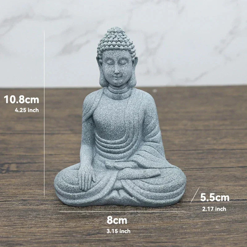 Norvo | Buddha Stein Statue Liten Buddhiste Munker Tibetansk Buddhisme Figurer Zen Hage Ornament Meditasjon Hjem Akvarium Dekorasjon