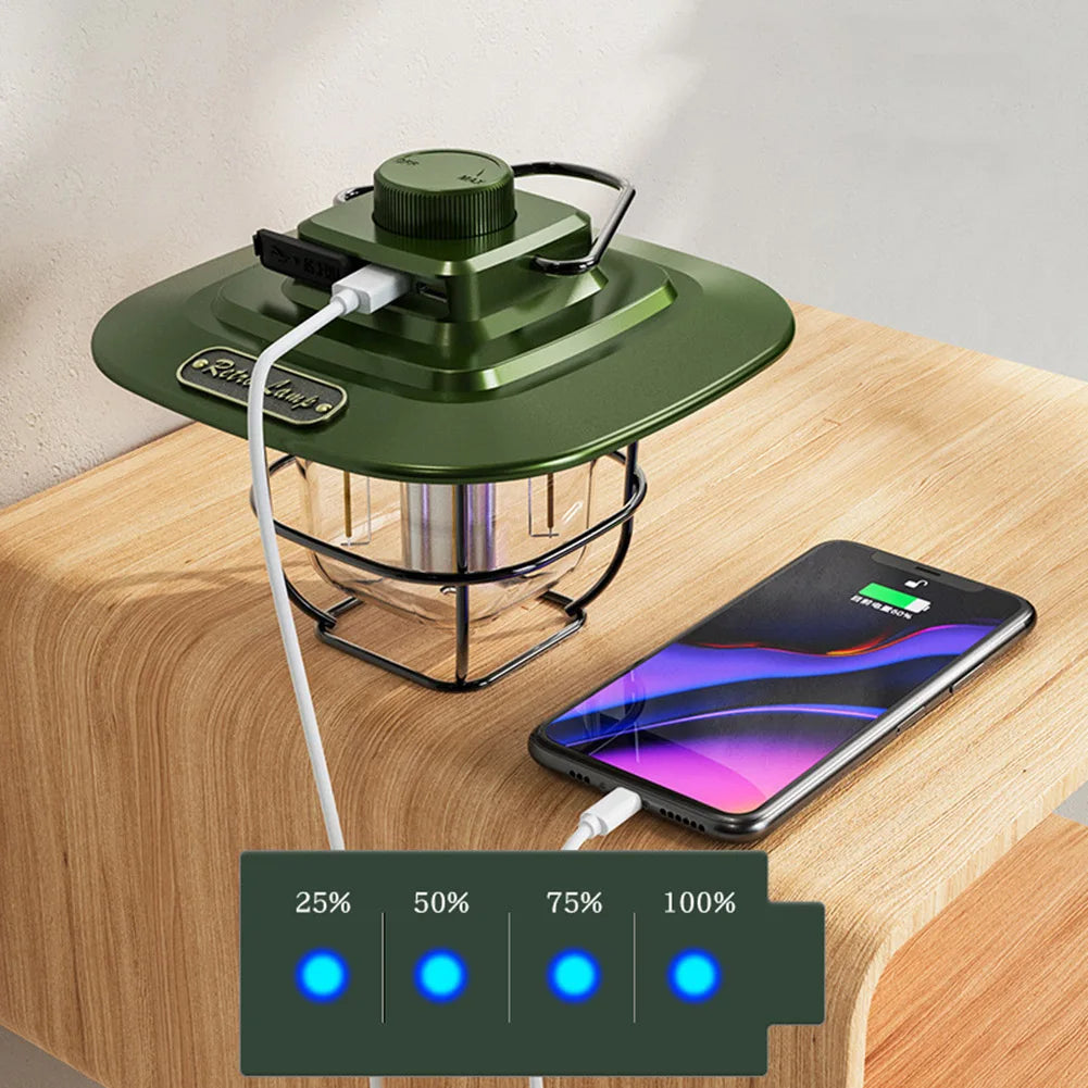 LumiCamp – LED-lampe oppladbar vintage for camping