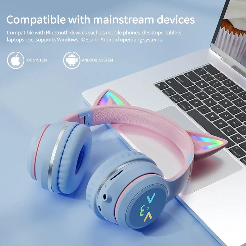Norvo | Øre RGB Sammenleggbare Bluetooth Hodetelefoner