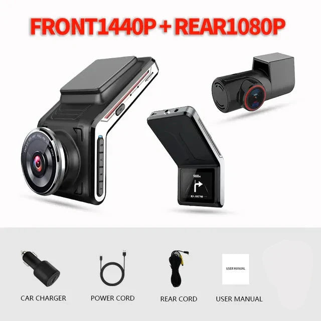 Norvo | 4K Dual Dash Cam Front og Bak – F1.8 Linse, Nattmodus & 24/7 Parkering Modus | DriveCam