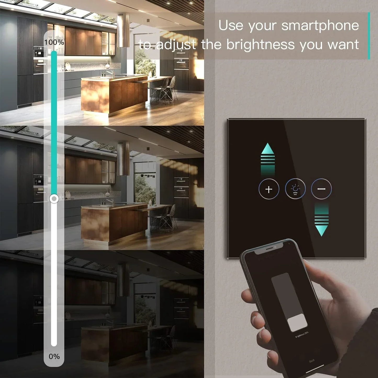 Tuya Smart Light Wall Switch med nøytral leder - WiFi-enhet Dimmerkontroll via SmartLife Google Alexa-apper