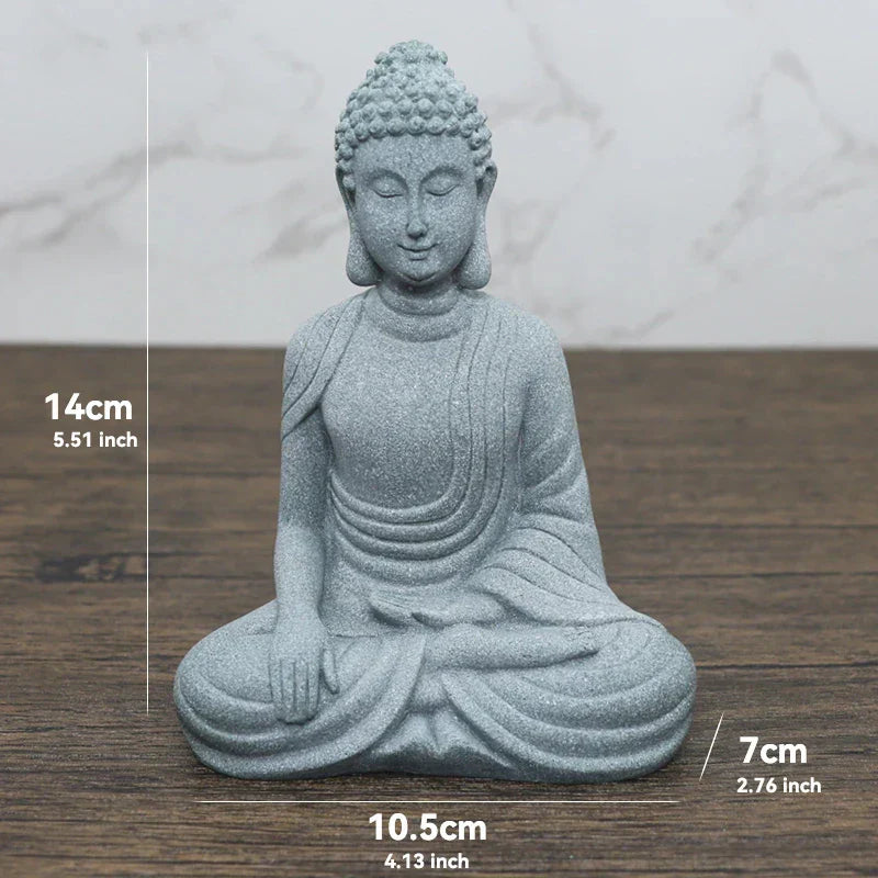 Norvo | Buddha Stein Statue Liten Buddhiste Munker Tibetansk Buddhisme Figurer Zen Hage Ornament Meditasjon Hjem Akvarium Dekorasjon