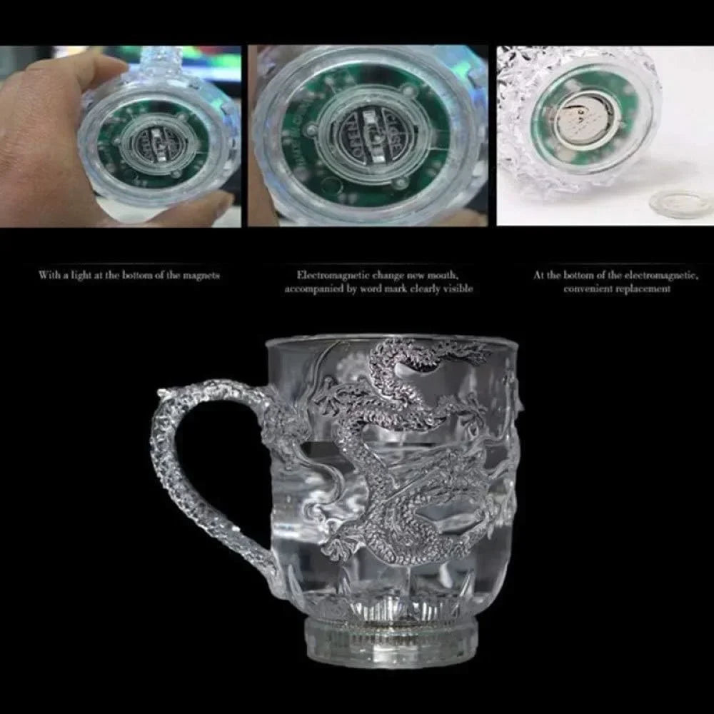 Norvo | 1 stykke fargeforandrende luminescerende LED dragekrus vannaktiverte lys øl kaffe melk te vin whiskey bar kopp reise kreativ gave