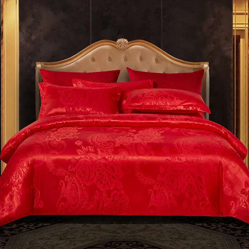 Norvo | Satin Rayon Jacquard Dynebeskytter Sett 264x229cm – Luksus Sommer Sengetøy for Komfortabel Søvn & Hjemmedekorasjon