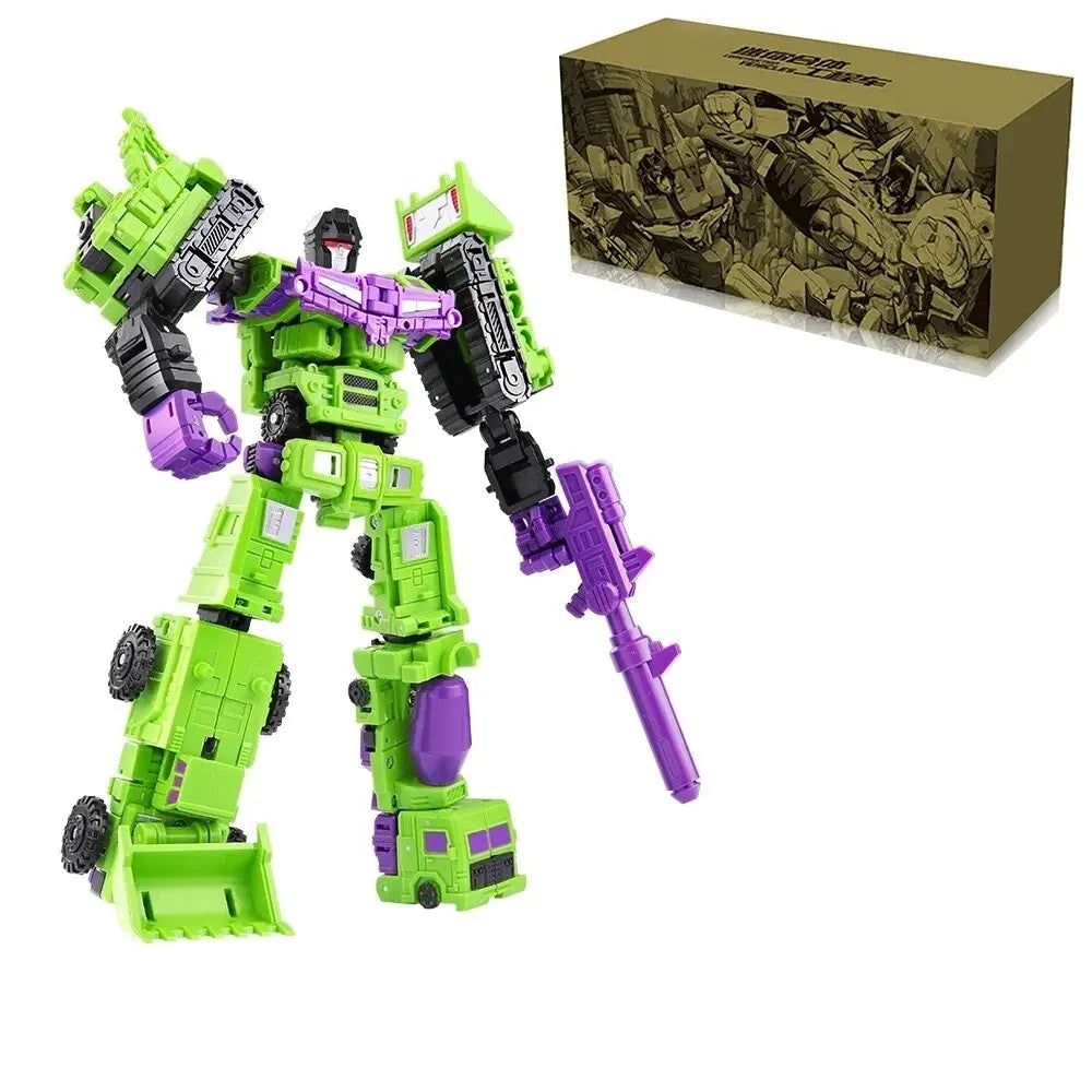 Mini 6-i-1 Transforming Devastator Action Figure - Grønn Robot Leketøy for Barn, Perfekt Gave til Barn 22cm (8,6 tommer)