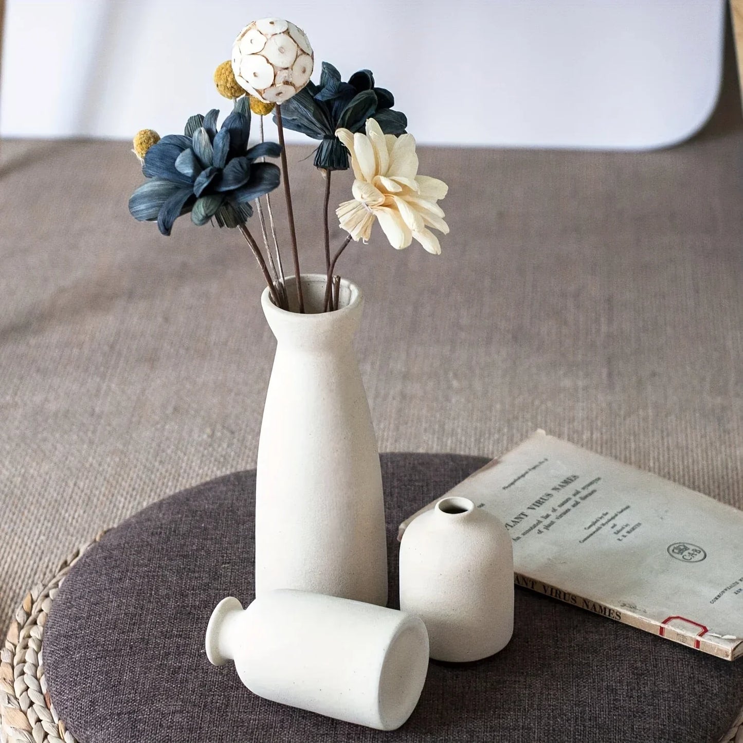 Norvo Vase Sett Av 3, Blomster Vaser For Rustikk Hjemmedekor, Moderne Bondegård Dekor, Stue Dekor, Hylle Dekor, Bord Dekor
