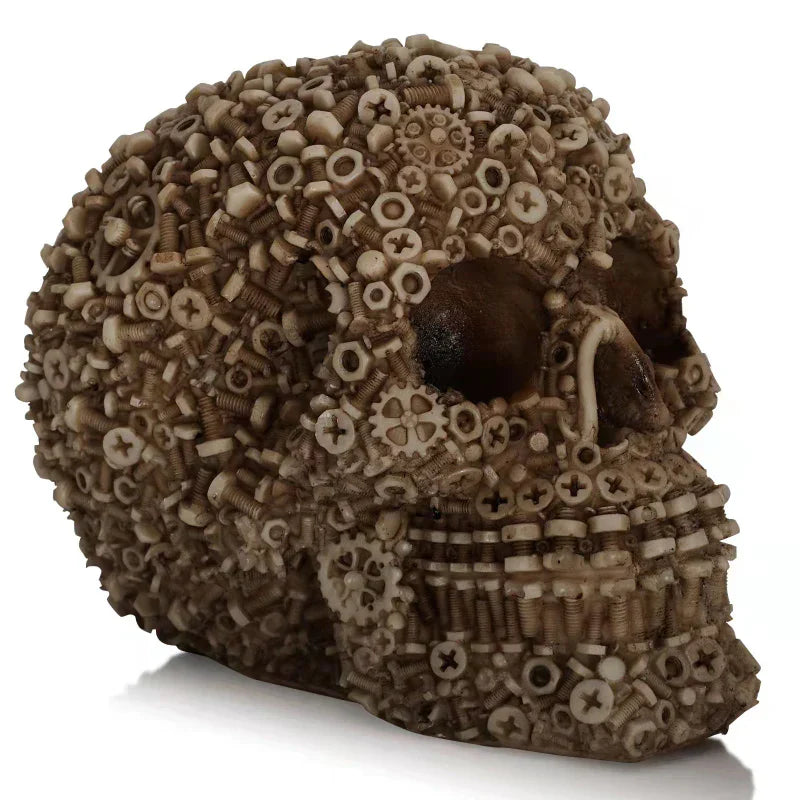 Norvo Harpiks Skrue Gir Mekanisk Stil Hodeskalle Dekorative Håndverk Ornament Hjem Dekor Statue Halloween Dekorasjon Skulptur