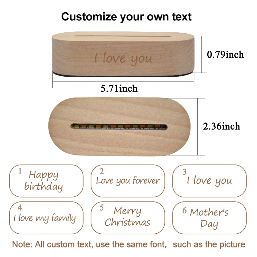 Norvo | Personlig 3D-foto-lampe: Individuell foto og tekst nattlys - Ideell for Valentinsdag, bryllup, jubileum, bursdagsgaver