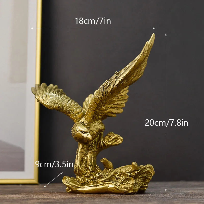Norvo | Harpiks Gullørn Statue Kunst Dyremodell Samling Ornament Hjem Kontor Skrivebord Feng Shui Dekor Figurer enkel