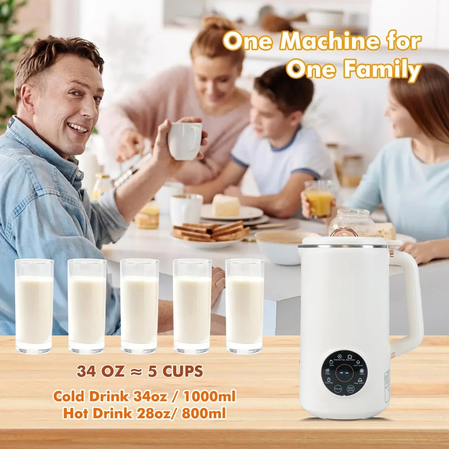 Norvo | NutriBlend 8-i-1 Plantebasert Melkefremkaller (1000ml) – Mandler, Havre, Soyabean & Mer