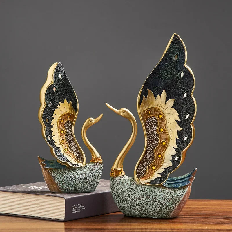 Norvo Soverom Kontor Skrivebord Tilbehør Bryllupsgave Figurine Svane Dekor Kunstneriske Figuriner Harpiks Ornamenter Dyr Statuer Dekor