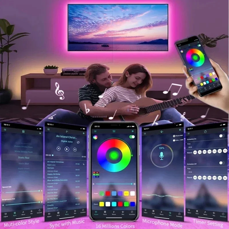 Norvo | USB RGB LED Strip Lyskilder med Appkontroll for Rom & TV Bakgrunnsbelysning Dekor