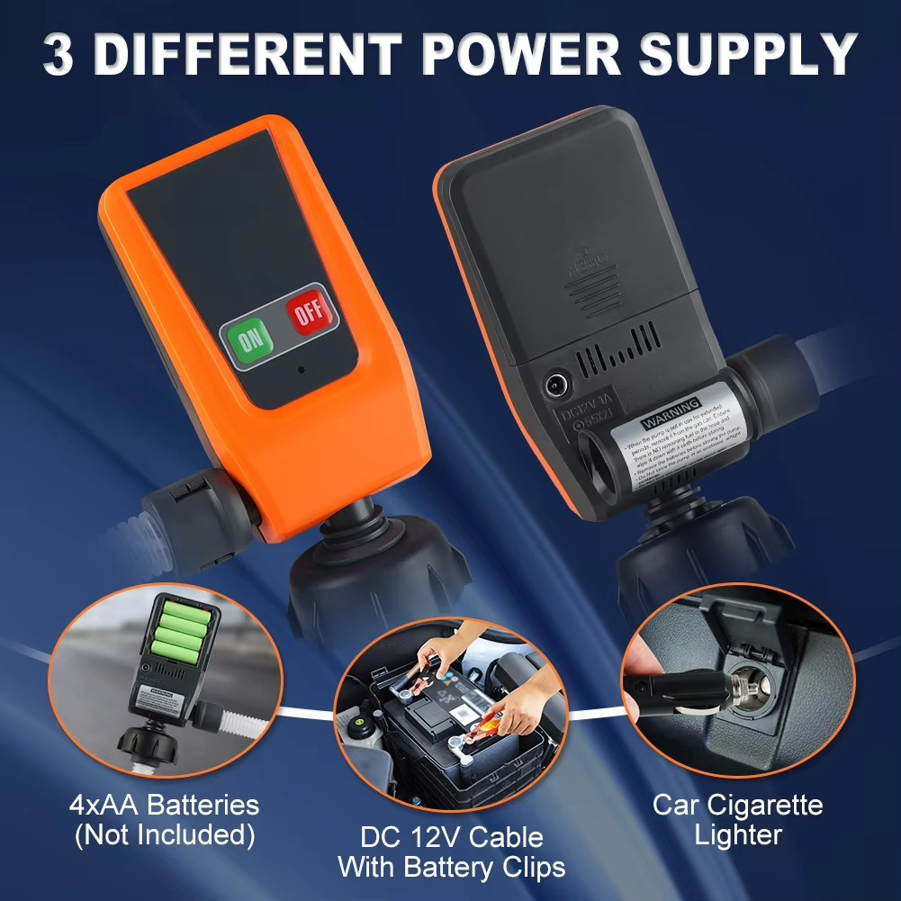 Norvo | Advanced 3.2GPM Auto-stop DC 12V fuel transfer pump with leak protection & 4-tank adapter