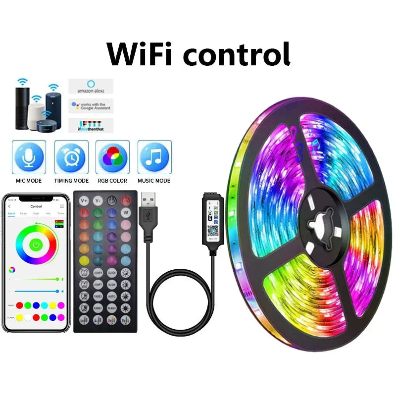 Norvo | USB RGB LED Strip Lyskilder med Appkontroll for Rom & TV Bakgrunnsbelysning Dekor
