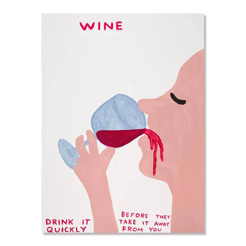 Norvo | David Shrigley Kanin Katt Vin Kjekks Rask Veggkunst Abstrakte Trykk Lerret Maleri Nordisk Plakat Bilder Stue Dekor