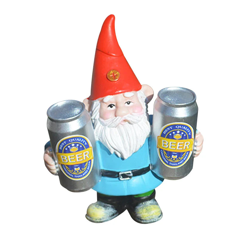 Norvo | Drunken Gnome med Øl Morsom Figur for Hage og Hjem Deko
