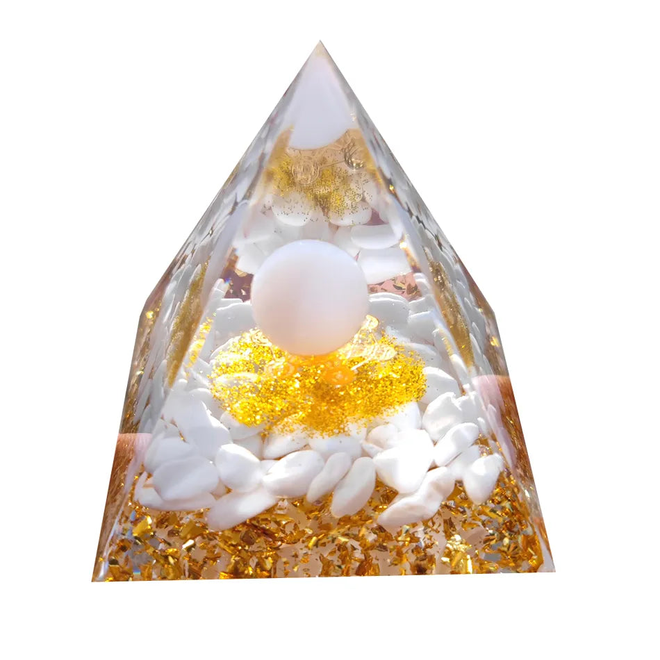 Norvo | Orgonitt-pyramide helbredelse krystaller energigenerator med ametyst pendel - Reiki chakra meditasjonsverktøy og romdekor