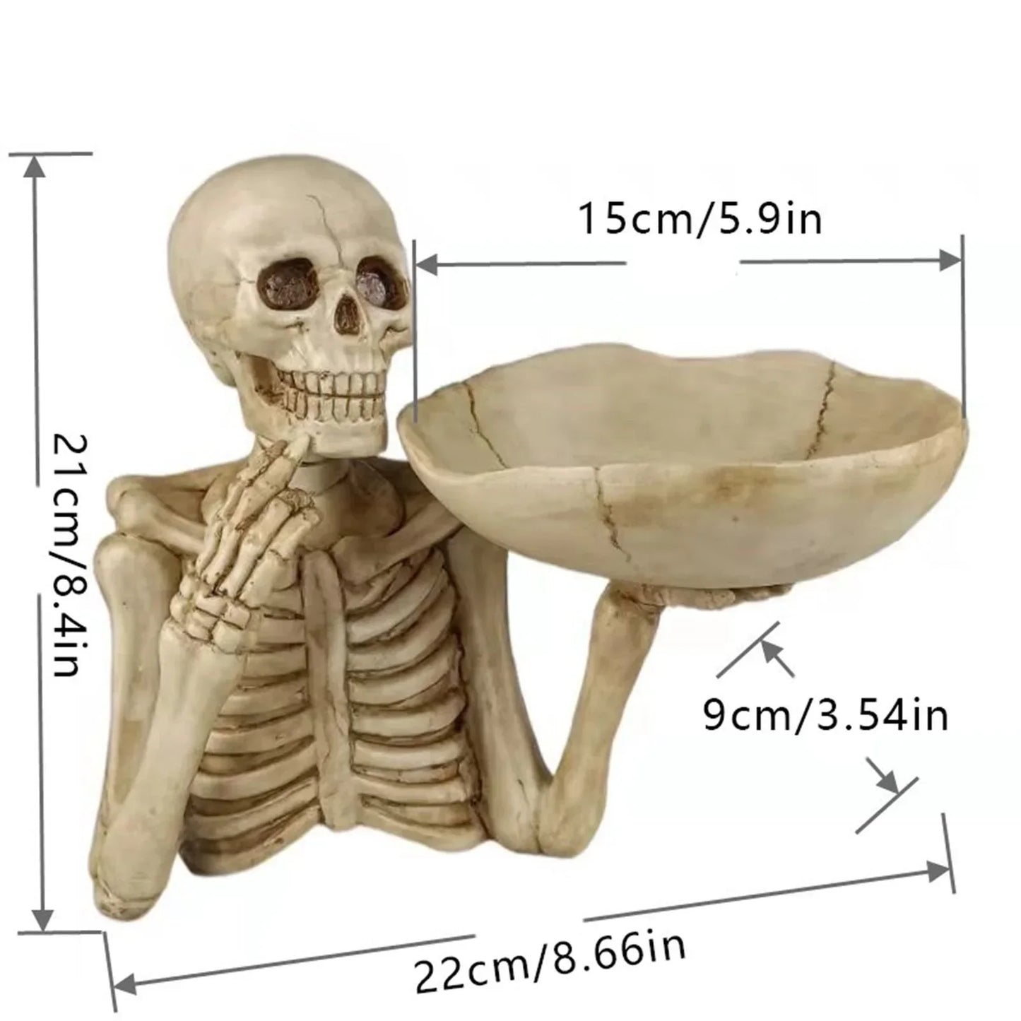 Norvo | SkullServe | Hodeskalle Dekorasjonstallerken laget av Harpiks | Gothic & Halloween Akcent | Allsidig Bruk