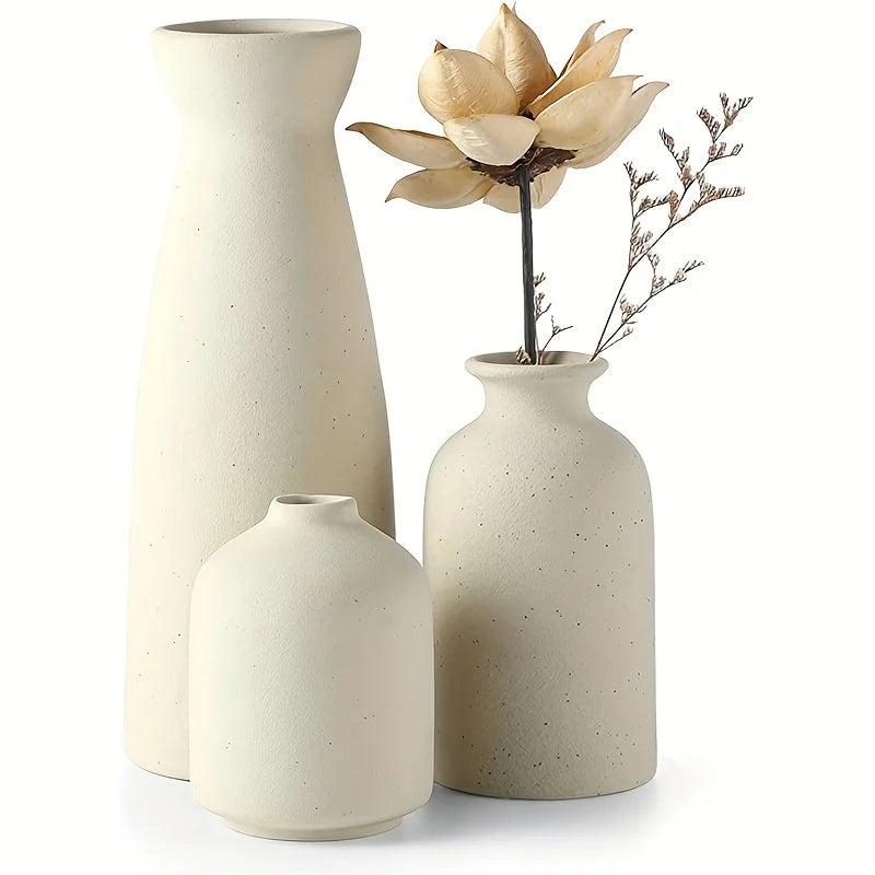 Norvo Vase Sett Av 3, Blomster Vaser For Rustikk Hjemmedekor, Moderne Bondegård Dekor, Stue Dekor, Hylle Dekor, Bord Dekor