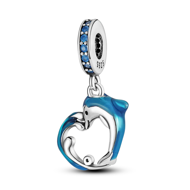 Norvo | 925 Sølv Gylden Leopard Charms Perler Fargerik Kameleon Nesehorn Løve Skarabé Katt Anheng Kompatibel med Original Pandora Armbånd Smykker