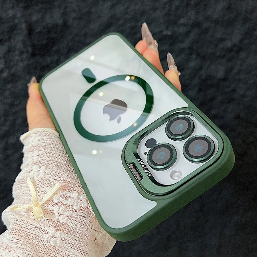 Norvo | Magnetisk Sjokkbestandig Magsafe Mobildeksel Stativ Glass Linsebeskytter Deksel