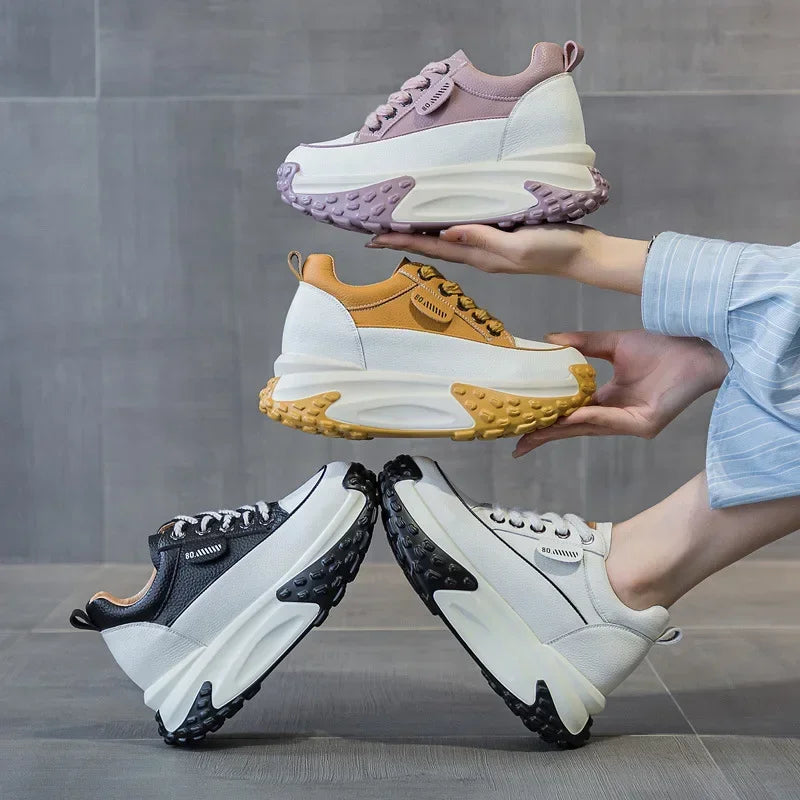 Norvo | 7 cm Plattform Wedge Sneakers laget av Lær