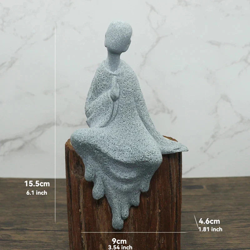 Norvo | Buddha Stein Statue Liten Buddhiste Munker Tibetansk Buddhisme Figurer Zen Hage Ornament Meditasjon Hjem Akvarium Dekorasjon