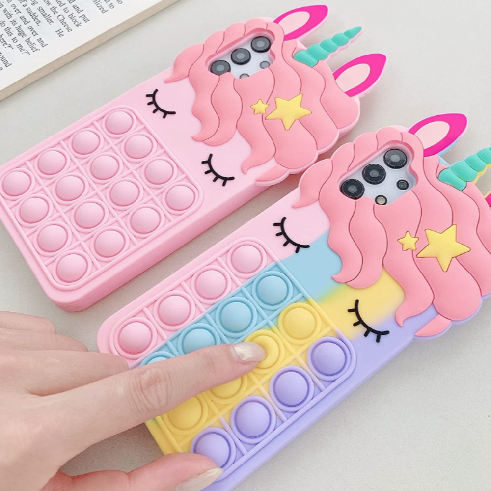 Norvo | Farge Enhjørning Telefonveske Med Push Pop Fidget Toy