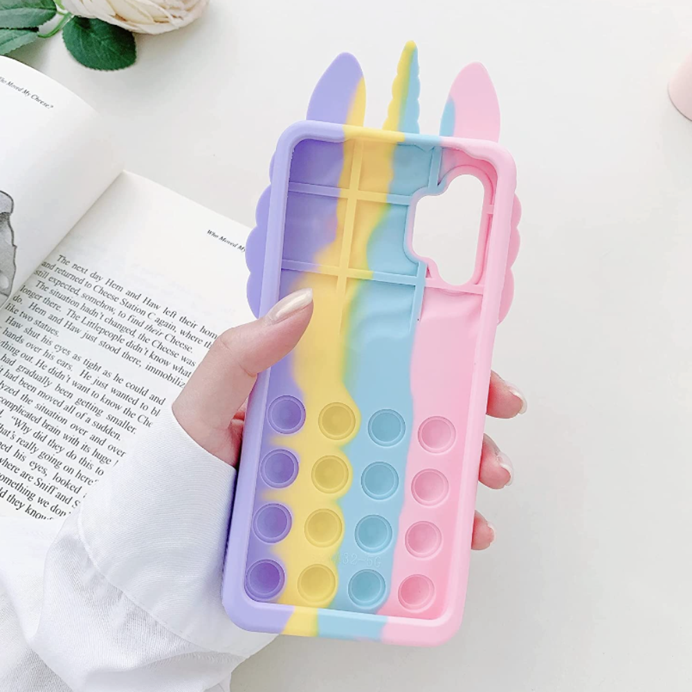 Norvo | Farge Enhjørning Telefonveske Med Push Pop Fidget Toy