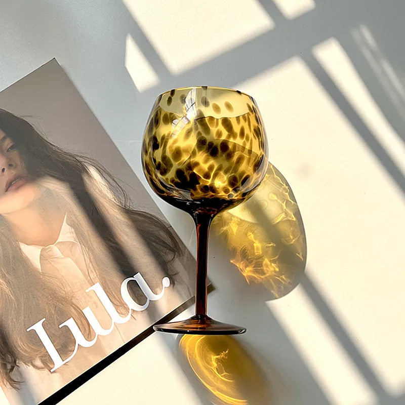 Norvo | Vintage Amber Leopard-Print Vinglass