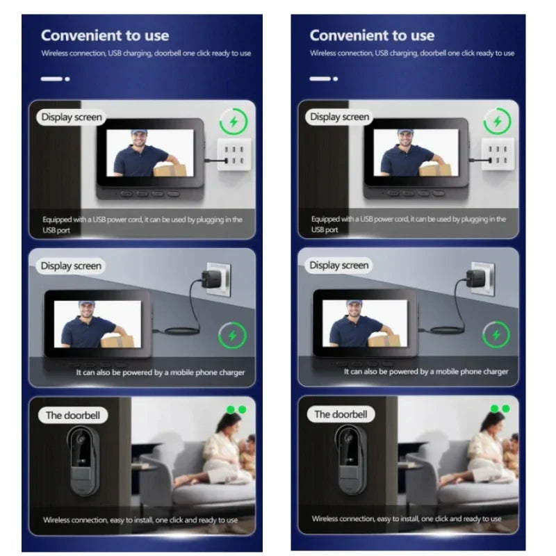 Norvo | Trådløs video dørklokke med intercom og nattsyn HD – 4,3” IPS-display, vanntett