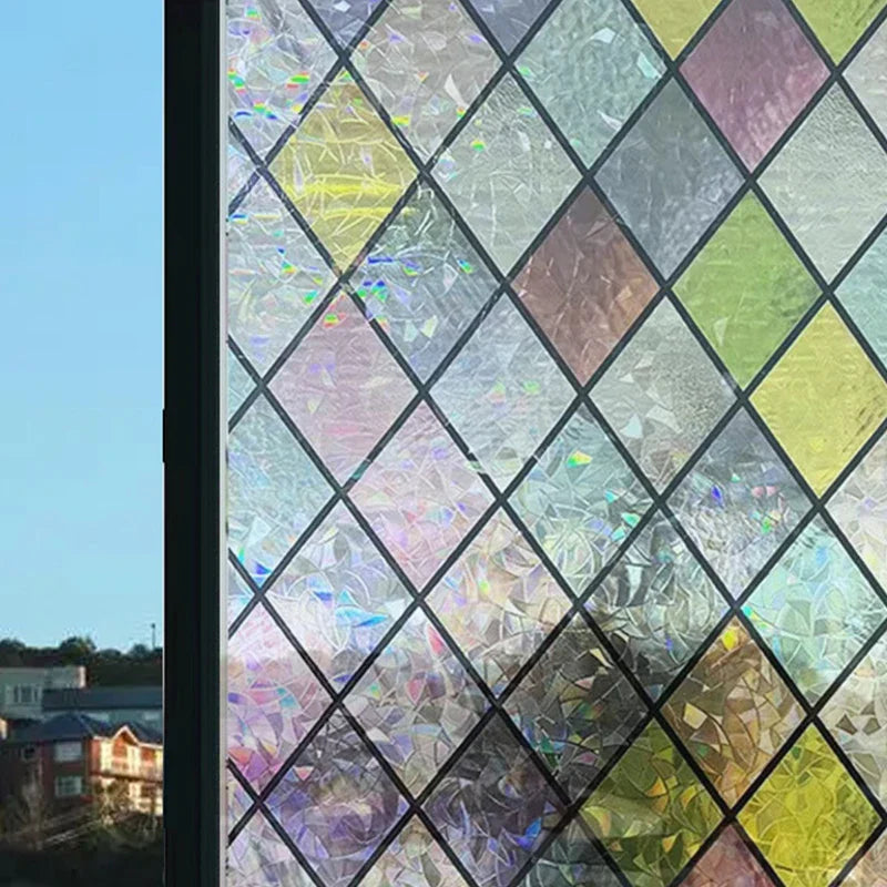 Norvo | 3D Buntglasvindu folie - Dekorativ vinylklistremerke for glassvinduer med statisk feste - Fenetre Buntglasvindu dekor