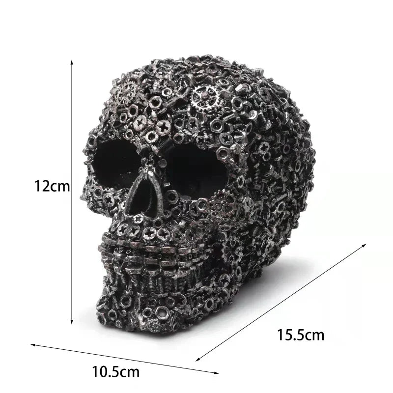 Norvo Harpiks Skrue Gir Mekanisk Stil Hodeskalle Dekorative Håndverk Ornament Hjem Dekor Statue Halloween Dekorasjon Skulptur