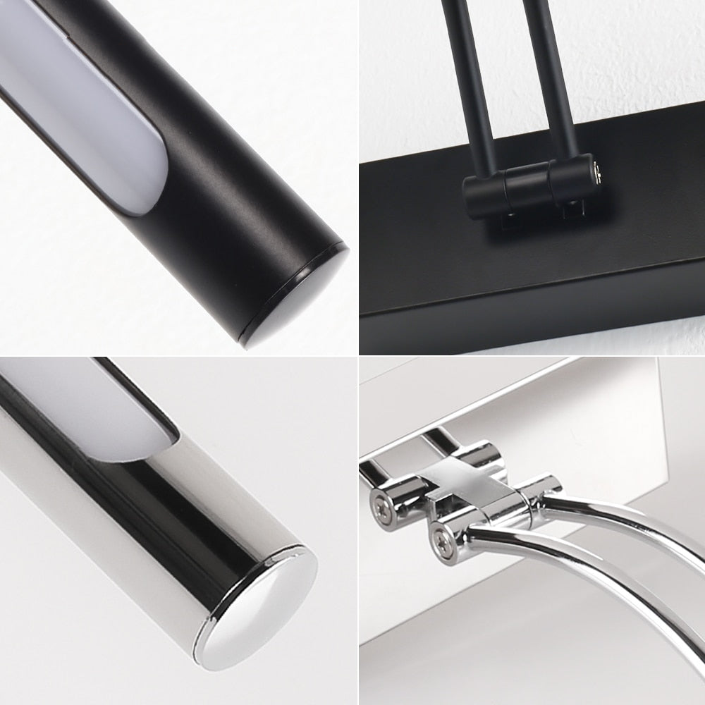Norvo | 80-100cm LED vegglampe - Moderne svart/sølv veggbelysning til badet, innvendig montert bilde lys