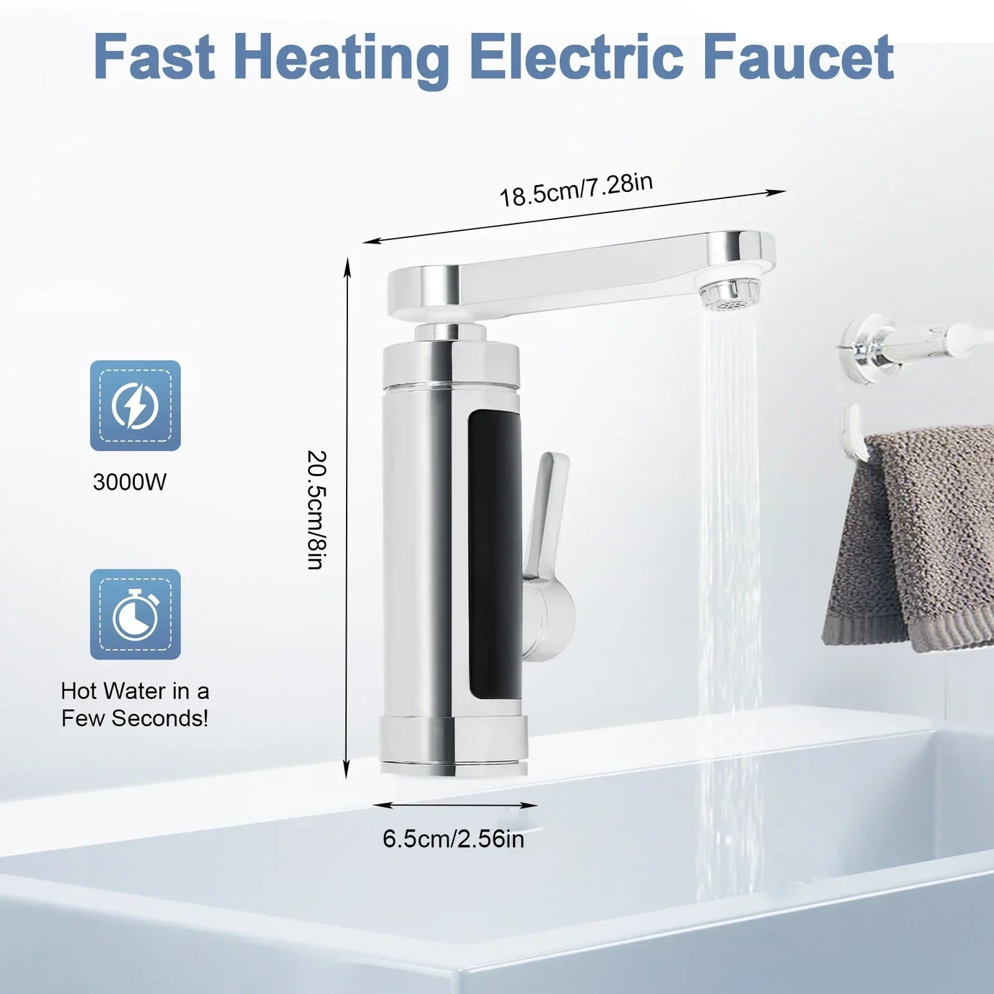 Norvo | ThermoFlow 3000W Øyeblikkelig oppvarming Kjøkkenkran med 360° roterende tut – Rustfritt stål & energieffektiv