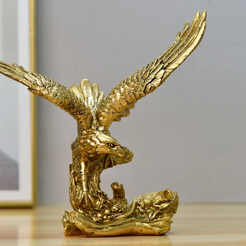Norvo | Harpiks Gullørn Statue Kunst Dyremodell Samling Ornament Hjem Kontor Skrivebord Feng Shui Dekor Figurer enkel