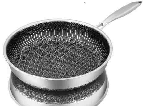 Norvo | Tri-Ply 316 rustfritt stål wok-panne med dobbeltsidig honningkakepanne - Egnet for alle komfyrer