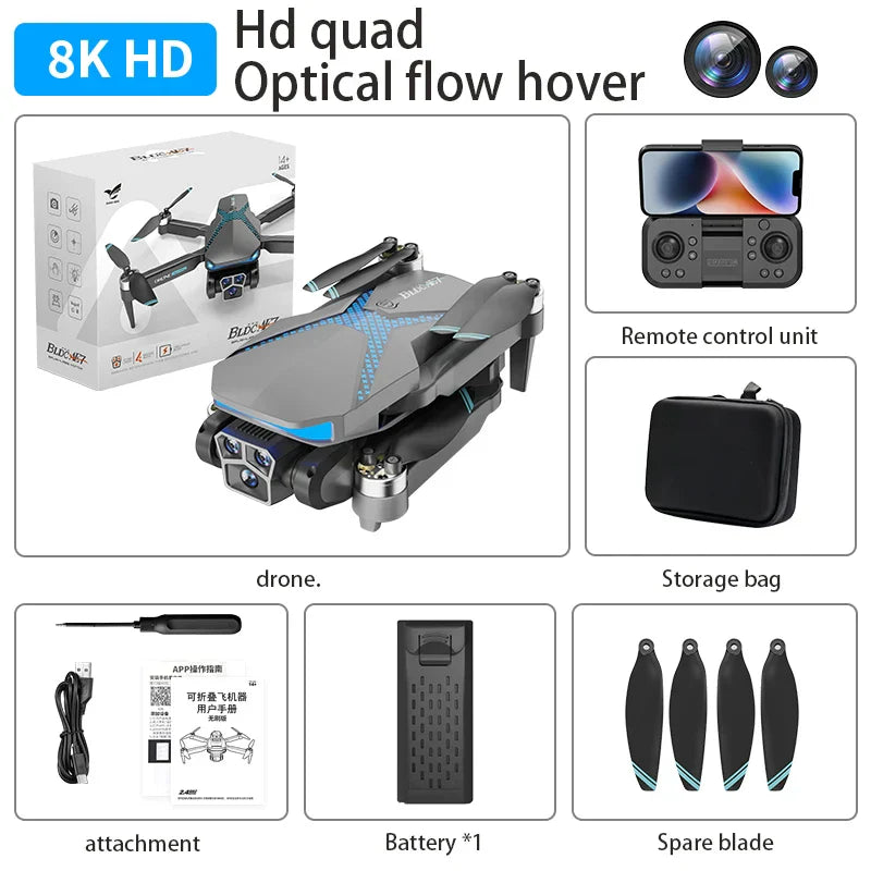 AE7 8K UHD Drone med Dual FPV Kameraer