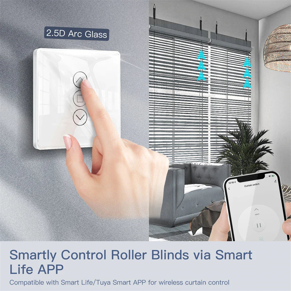 Smart 2.5D Berøringsgardin- og persiennekontrollbryter - WiFi Rullegardinkontroll via SmartLife Google Alexa-apper