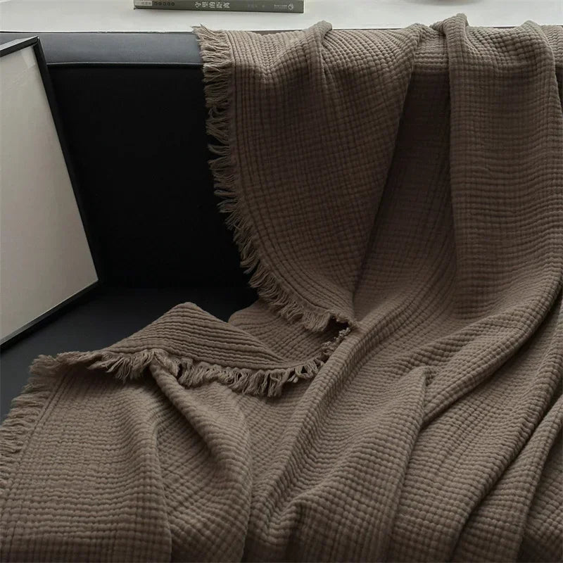 Norvo | Ensfarget bomull sofa teppe