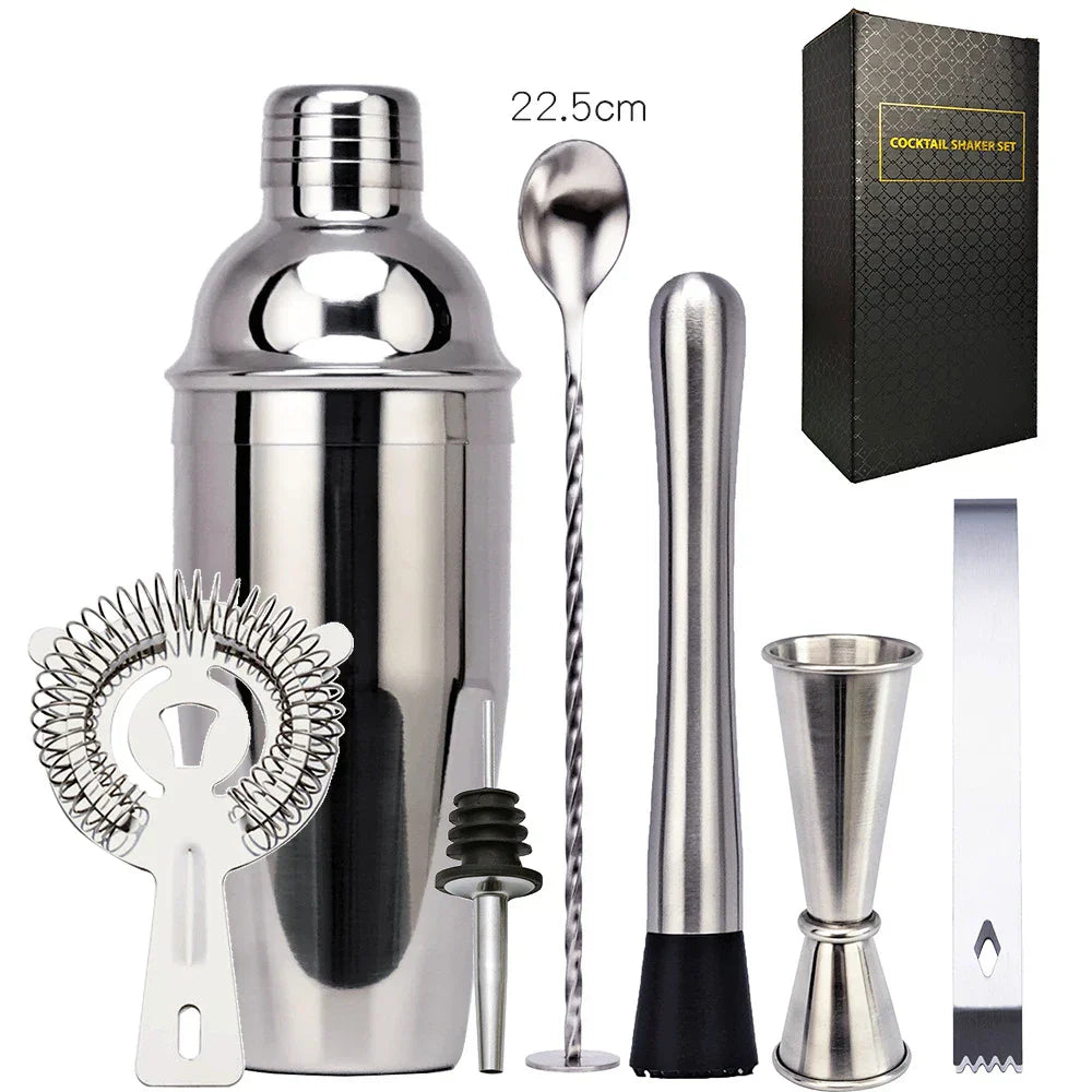 Norvo | 550 ml/750 ml Rustfritt Stål Cocktail Shaker Mixer Drink Bartender Sett Bar Sett Verktøy Med Vin Stativ Verktøy for Fødselsdagsgave