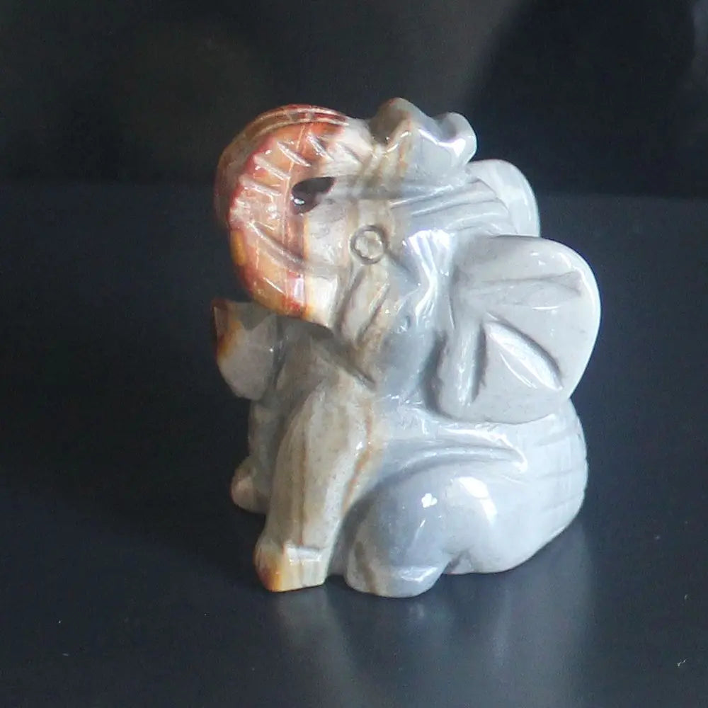 Norvo Blandede edelsten Krystall sittende Elefant Figur Dyreskulptur hjemmedekor 2''